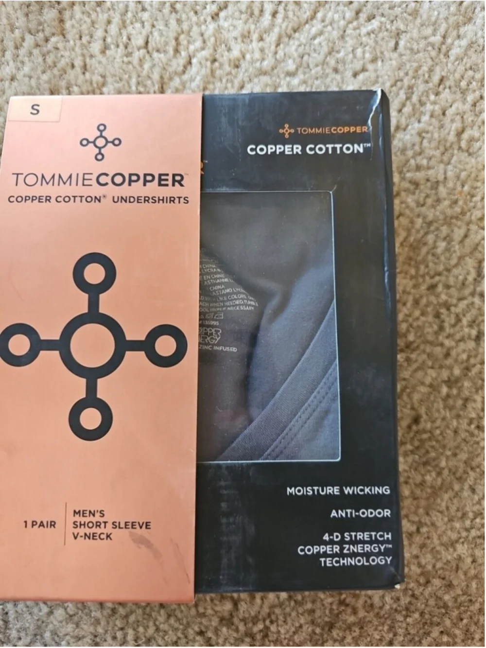 Tommie Copper Men's Compression Short Sleeve V-Neck Undershirt Gray Small